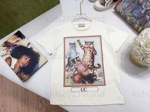 Preppy 23SS Dzieci Bawełny T-shirt luksus chłopców strój dla dzieci wysokiej klasy koszulki letnie projektanty tee elastyczne nić dekolt bawełniane bawełny ekologiczne ekologiczne PR a615#