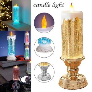 Decorazioni per candele ad acqua a LED che cambiano colore LED elettronico ricaricabile impermeabile con candele glitterate Ricarica USB Decorazione domestica