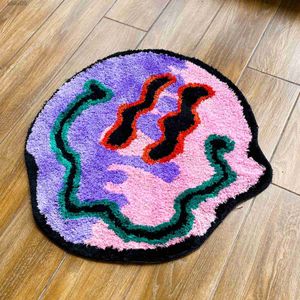 Trippy Smile Rug Trippy Face Handmade Custom Rug Tufted Smile Rug Gift for Friend Geek Gift Home Decor Living Room Carpet T230519