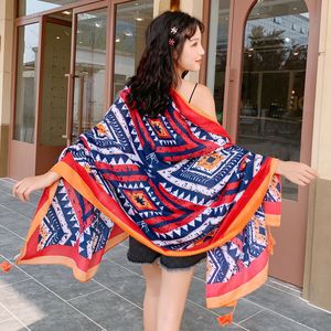 Sarongs Scarf Women Женщины Большой Шаль дизайн хиджаб солнцезащитный крем для хлопчатобумажной пленки пляж шейный шейный роскошный бренд летние бандана 230519