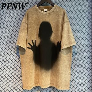 Magliette da uomo PFNW Primavera Estate Chic Fiocco di neve Stampa di figure virtuali Maglietta Trendy Streetwear Tops Cool Anime Baggy Tees 12A8452 230518