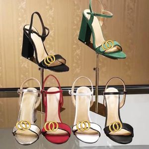 tasarımcı sandalet elbise ayakkabı yüksek tıknaz topuk slaytlar kadın zarif sandaletler 8 cm stiletto yüksek topuk kristal parti ofisi gece kulübü ayakkabıları yaz gerçek deri 10A