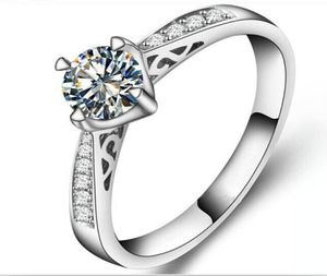 US GIA -certifierad 1 CT Moissanite förlovningsringar 18K Vitt guld simulerar diamantringar för kvinnors vita guld ring9637882