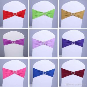 50pcs Spandex Lycra Wedding Chair Cover Sash Bands Wedding Party Birthday Chair Decor Royal Blue Red Black White Pink Purple