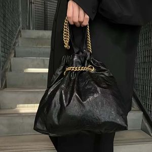 Newest Genuine Leather Shoulder Bag For Women Oil wax cowhide material Handbags Women Designer Hobo Bags Fashion Tote Bag Trash Bag