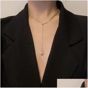 Chokers koreanska mode Pearl Necklace Women Gold Collar Chain Dainty Cute Yang Z Pendant Choker Statement Ltaly Jewelry Naszyjniki 2 DHGPT