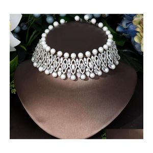 Collane con ciondolo Hibride Fashion Clear White Pearl Dubai Jewellery Collana girocollo da sposa per donna Accessori Drop Delive Dhwye