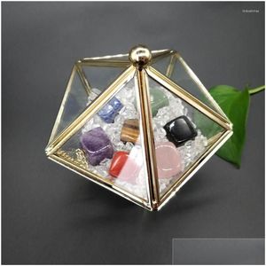 Pendant Necklaces Natural Crystal Cube Original Stone Sevenstar Decoration Ore Specimen Organic Material Degaussing Box Drop Deliver Dhxnp