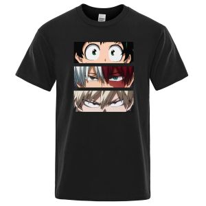 私のヒーローアカデミアプリントTシャツメンズサマージャパンアニメマンTシャツハラジュクファッショントップスコリアンカジュアル