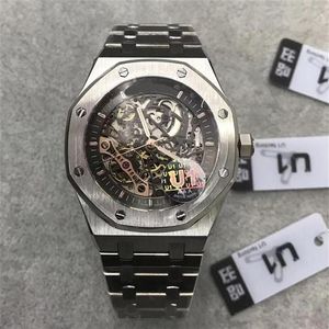 Luxury Men's watch Sapphire Glass series 41MM skeleton dial automatic movement Solid Stainless strap wrist watch luxury mens 244R