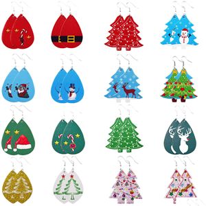 Charm Christmas Leather Earrings Faux Dangle Drops For Women Tree Bell Deer Earring Gift Drop Delivery Jewelry Dhgarden Dh0Zj