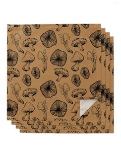 Table Napkin 4pcs Mushroom Line Hand Drawn Square 50cm Party Wedding Decoration Cloth Kitchen Dinner Serving Napkins