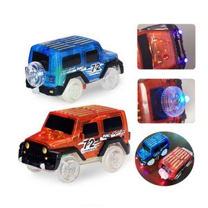 Modelo Diecast ZK30 Magical Flexible Track Car Brinqued Racing Bend Rail com luzes piscantes Diy Funny Creative Gifts For Kids Blue Red 230518