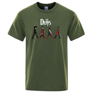 Camiseta divertida con estampado de The Depps Street para hombre, camiseta holgada de manga corta de algodón de verano para hombre, camiseta informal de moda