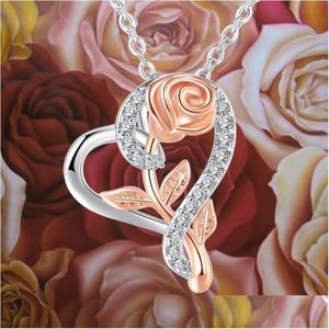 Pendant Necklaces Rose Heart For Women Aesthetic Jewellry On The Neck Choker Womens Chain Christmas Gift Fashion Jewelry 2023 Drop D Dh0An