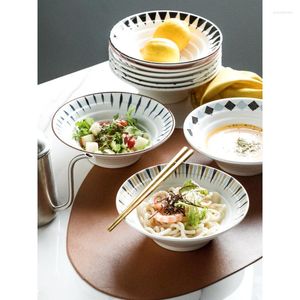 Plates Japanese Ramen Bowl Single Household Ceramic Net Red Noodle Restaurant Large Horn Hat Soup Eating Noodles