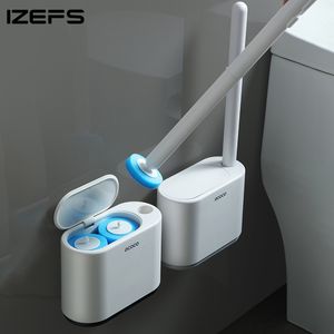 Toilet Brushes Holders IZEFS Disposable Brush With Cleaning Liquid WallMounted Tool For Bathroom Replacement Head Wc Accessories 230518