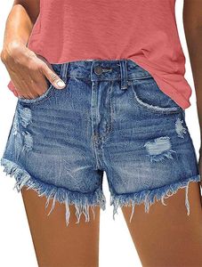 Partihandel sommarmärke kvinnors shorts kort kjol sport kör fitness snabb torr modarani kvinnor avstängda denim frayed nödställda jean söt mitt stigning rippade heta bekväma