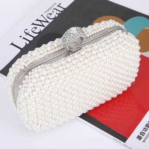 Evening Bags Finger Ring Diamonds Pearl Wedding Handbags Beading Embroidery Vintage Style Party Day Clutches 230427