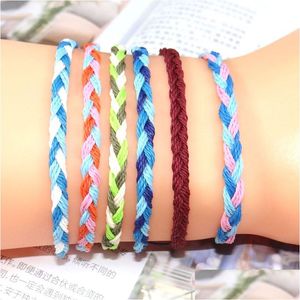 Charm Bracelets Handmade Wax Rope Beach Surfing Bracelet Bohemian Waterproof Twist Braided Summer Jewelry Drop Delivery Dhgarden Dhqli