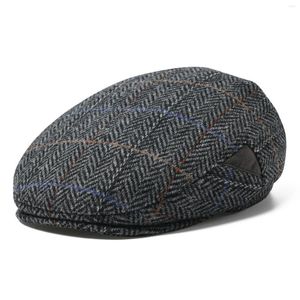 Berets JANGOUL Men's Irish Flat Cap Wool Tweed Gatsby Sboy Causal Herringbone Ivy Hat