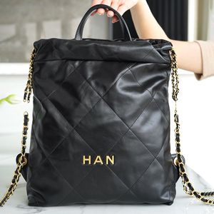 22 cc Rucksack-Stil, luxuriöse Schultasche, Handtasche, Damen-Rucksack, Designer-Büchertaschen aus echtem Leder, Herren-Buchtasche mit Metallbuchstabe, Logo, Kupplungskette, doppelte Umhängetaschen