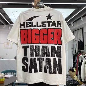 Hellstar T Shirt Studios större än Satan Short Shirts Men T-shirts Retro Distressed Heavy Cotton Man Vintage Overdimensionerad T-shirt tee Youth Mens Shirt Summer 438