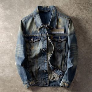 Giacche da uomo Mens Top Fashion Strappato Denim Streetwear Distressed Motorcycle Biker Jeans Jacket Retro Hip Hop Coat Drop