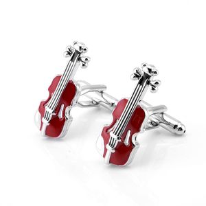 Gemelli di violino rosso Francese High-end Uomini Concert Performance Suit Camicia Bottoni Classic Trendy Violoncello Gemelli Regali da uomo