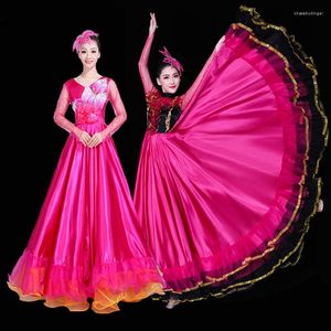 Stage Wear 360 Degree Spanish Vestido Flamenco Dress For Women Performance Party Falda Red Long Skirt Dance Dresses