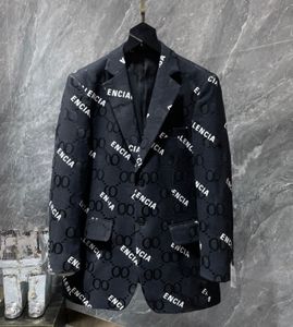 Nadruk w litery męskie blezery modna pościel bawełniana płaszcz kurtki od projektantów Business Casual Slim Fit formalny garnitur Blazer garnitury męskie style