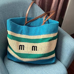 Bolsas de praia Straw Bolsas de ombro de praia novas bolsas de designer de moda de moda azul