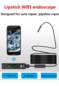 Câmera de endoscópio Wi-Fi Mini Android HD 1200p 1-10m Mini Borescope Ear Tubo iOS IP68 8mm 8m