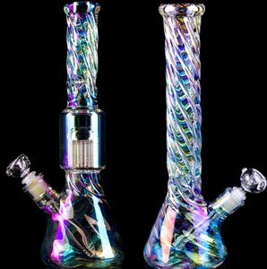 Colorful Glass Bong Water Pipes Downstem Perc Hookahs Heady dab Rgs Ice Catcher Water Bongs With 14mm Joint 12inchs
