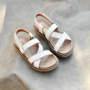 Sandalen aus echtem Leder, Mädchen-Sandalen, gehobene Mode, Strandschuhe für Kinder, rutschfeste Sommer-Sandalen für Jungen und Kinder, Größe 26 36 AA230518