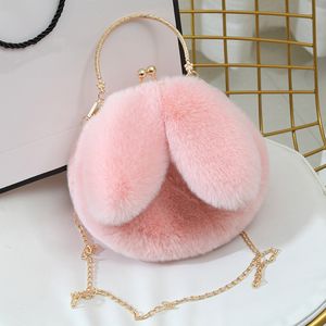 New Rabbit Ear Bag Portable Plush Chain Bag Women's Bag Cute Rabbit One Shoulder Crossbody Bag wallet