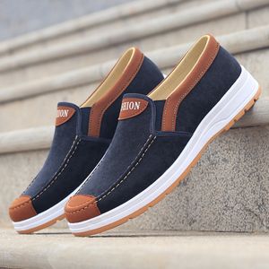 Canvas Shoes Casual Dress Soft Slip on Loafers old beijing Breathable Flats Moccasin Lightweight Cloth shoes Men Sneaker 25c1