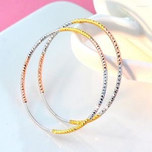 Hoop Earrings For Women S925 Colored Gold-Plated Sterling Silver Ear Ring Elegant Starry Sky Big Three-Color Colorful