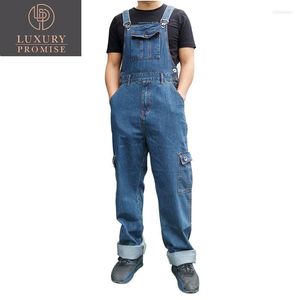 Jeans da uomo taglia oversize 28-50 Salopette da uomo sciolta Salopette di jeans Abbigliamento da lavoro dritto Pantaloni a gamba larga multitasche Pantaloni blu