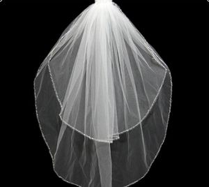 2019 White Contracted WhiteIvory Elbow Bride Double Hand Sewing Beads Edge Beil Bridal Veil Wedding Veil The Bride Supplies Decor3027914