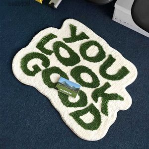 Creative Carpet with Irregular Letters Cashmere Anti-slip Dirt-resistant Doormat Kids Bedside Mat Aesthetic Home Room Decor Rug T230519