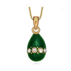 Pendant Necklaces Yaffil Lovely Charm Necklace For Kids Mini Size Brass Vintage Egg Crystal Rhinestone Gift Men Jewelry Drop Deliver Dhleh