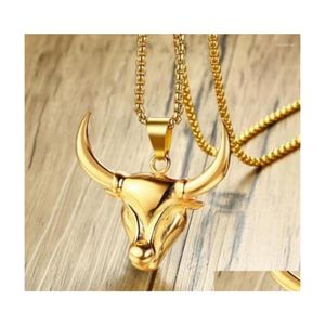ペンダントネックレスTwee Constellation Taurus BL Headlace Retro Temperament Mens Rock Hip Hop Party Jewelry Gifter Drop Delivery Dhdlp