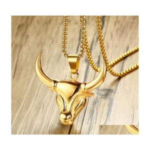 Pendant Necklaces Twee Constellation Taurus Bl Head Necklace Retro Temperament Mens Rock Hip Hop Party Jewelry Gift Drop Delivery Pen Dhdlp