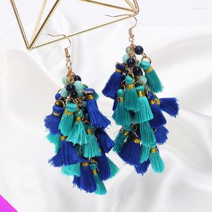 Stud Earrings Wholesale 10 Multiple Blue Tassel Combination Romantic Style Girl Ladies Jewelry Gift 2023