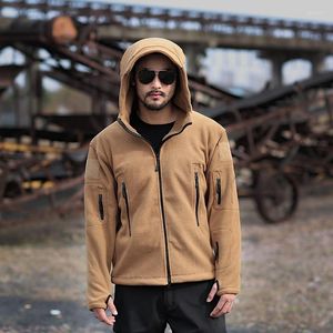 Men's Jackets Tactical Jacket Military Fleece Outdoor Warmth Sleeve Cold Proof Rushsuit Solid Hooded Hiking Polar