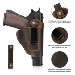 Acessórios para peças da bolsa Tampa de pistola universal de couro genuíno com cinto de transporte escondido para todos os tamanhos de armas de fogo 230519