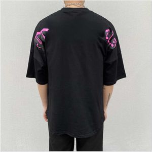 Koszulka designerska dla mężczyzn Women Designer Clothing T Shirt Graffiti City Limited Inkjet list żaglówka krótkie rękawy swobodne luźne koszule piłkarskie czerwone