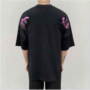 男性シャツデザイナーシャツレディースデザイナー服tシャツグラフィティシティリミテッドインクジェットレターヨット短袖のカジュアルルーズ通気性のあるサッカーシャツ赤