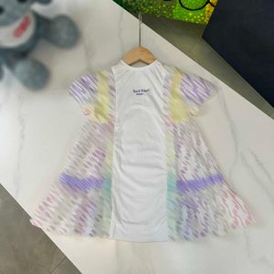 23ss kids Designer brand dress girls Fashion Round neck color rainbow dresses all Color logo printing dresss High quality shirt skirt Baby Clothes s8zz#